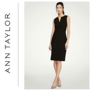 Black Split Neck Pencil Dress • Seasonless Stretch